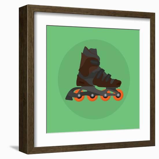 Roller Skates Skater Single Isolated with Green Flat Vector-Teguh Jati-Framed Art Print