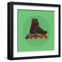 Roller Skates Skater Single Isolated with Green Flat Vector-Teguh Jati-Framed Art Print