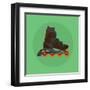 Roller Skates Skater Single Isolated with Green Flat Vector-Teguh Jati-Framed Art Print