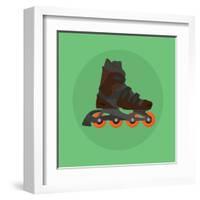 Roller Skates Skater Single Isolated with Green Flat Vector-Teguh Jati-Framed Art Print