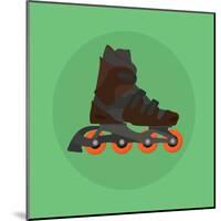 Roller Skates Skater Single Isolated with Green Flat Vector-Teguh Jati-Mounted Art Print