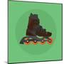 Roller Skates Skater Single Isolated with Green Flat Vector-Teguh Jati-Mounted Art Print