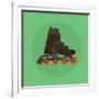 Roller Skates Skater Single Isolated with Green Flat Vector-Teguh Jati-Framed Art Print