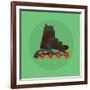 Roller Skates Skater Single Isolated with Green Flat Vector-Teguh Jati-Framed Art Print