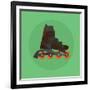 Roller Skates Skater Single Isolated with Green Flat Vector-Teguh Jati-Framed Art Print