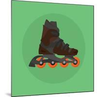 Roller Skates Skater Single Isolated with Green Flat Vector-Teguh Jati-Mounted Art Print