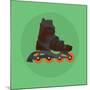 Roller Skates Skater Single Isolated with Green Flat Vector-Teguh Jati-Mounted Art Print