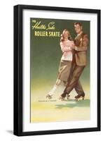 Roller Skating Couple-null-Framed Art Print