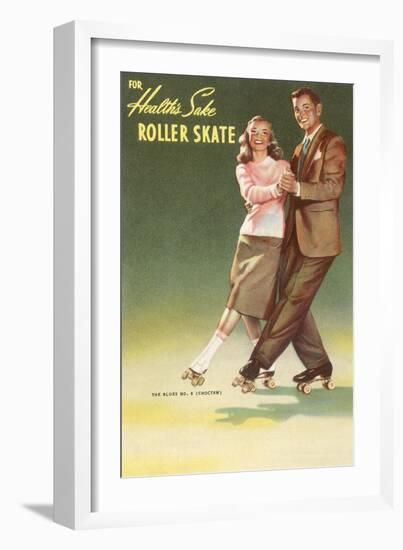 Roller Skating Couple-null-Framed Art Print