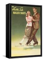 Roller Skating Couple-null-Framed Stretched Canvas