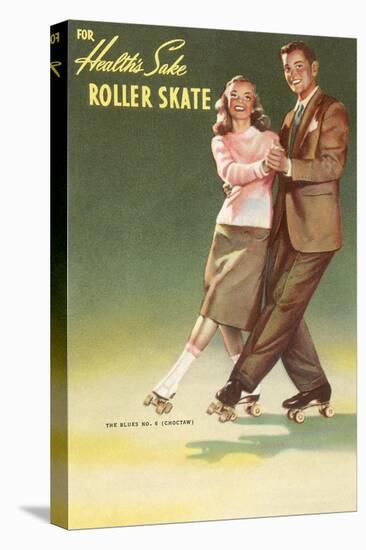 Roller Skating Couple-null-Stretched Canvas