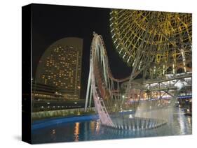 Rollercoaster and Fun Fair Amusement Park at Night, Minato Mirai, Yokohama, Japan-Christian Kober-Stretched Canvas