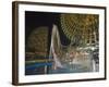 Rollercoaster and Fun Fair Amusement Park at Night, Minato Mirai, Yokohama, Japan-Christian Kober-Framed Photographic Print