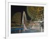 Rollercoaster and Fun Fair Amusement Park at Night, Minato Mirai, Yokohama, Japan-Christian Kober-Framed Photographic Print