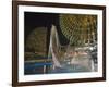 Rollercoaster and Fun Fair Amusement Park at Night, Minato Mirai, Yokohama, Japan-Christian Kober-Framed Photographic Print