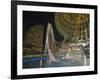 Rollercoaster and Fun Fair Amusement Park at Night, Minato Mirai, Yokohama, Japan-Christian Kober-Framed Photographic Print