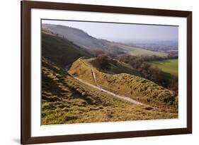 Rolling Countryside Landscape on Hazy Summer Evening-Veneratio-Framed Photographic Print