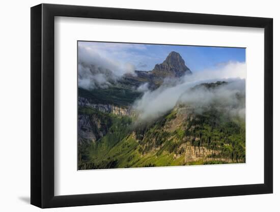 Rolling fog clouds with Reynolds Mountains at Logan Pass in Glacier National Park, USA-Chuck Haney-Framed Photographic Print