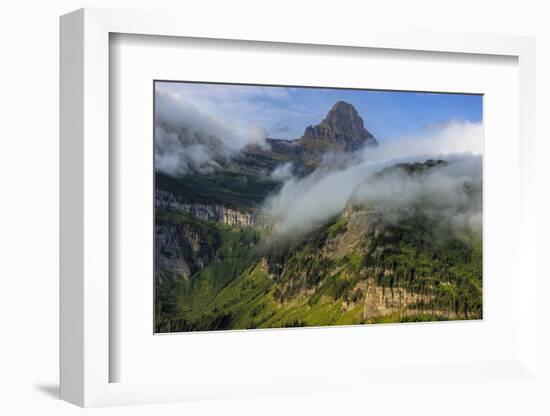 Rolling fog clouds with Reynolds Mountains at Logan Pass in Glacier National Park, USA-Chuck Haney-Framed Photographic Print