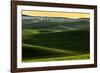 Rolling hills covered in wheat at sunset, Palouse region, Washington State.-Adam Jones-Framed Photographic Print