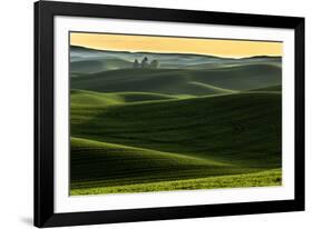 Rolling hills covered in wheat at sunset, Palouse region, Washington State.-Adam Jones-Framed Photographic Print