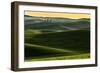 Rolling hills covered in wheat at sunset, Palouse region, Washington State.-Adam Jones-Framed Photographic Print