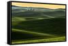 Rolling hills covered in wheat at sunset, Palouse region, Washington State.-Adam Jones-Framed Stretched Canvas