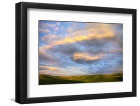 Rolling Hills of Green Spring Wheat and Evening Bright Clouds-Terry Eggers-Framed Photographic Print