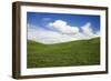 Rolling Hills of Green Spring Wheat and Puffy Clouds-Terry Eggers-Framed Photographic Print