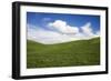 Rolling Hills of Green Spring Wheat and Puffy Clouds-Terry Eggers-Framed Photographic Print