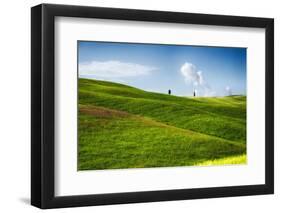 Rolling Hills with Cypress Trees, Tuscany, Italy-George Oze-Framed Photographic Print