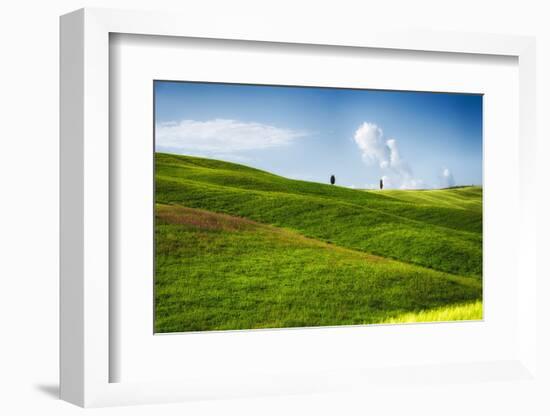 Rolling Hills with Cypress Trees, Tuscany, Italy-George Oze-Framed Photographic Print