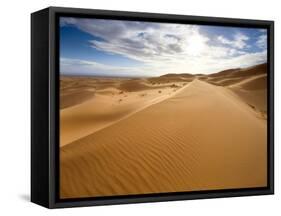 Rolling Orange Sand Dunes and Sand Ripples in the Erg Chebbi Sand Sea Near Merzouga, Morocco-Lee Frost-Framed Stretched Canvas