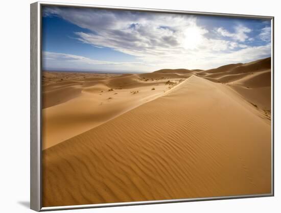 Rolling Orange Sand Dunes and Sand Ripples in the Erg Chebbi Sand Sea Near Merzouga, Morocco-Lee Frost-Framed Photographic Print