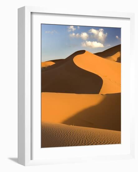 Rolling Orange Sand Dunes and Sand Ripples in the Erg Chebbi Sand Sea Near Merzouga, Morocco-Lee Frost-Framed Photographic Print