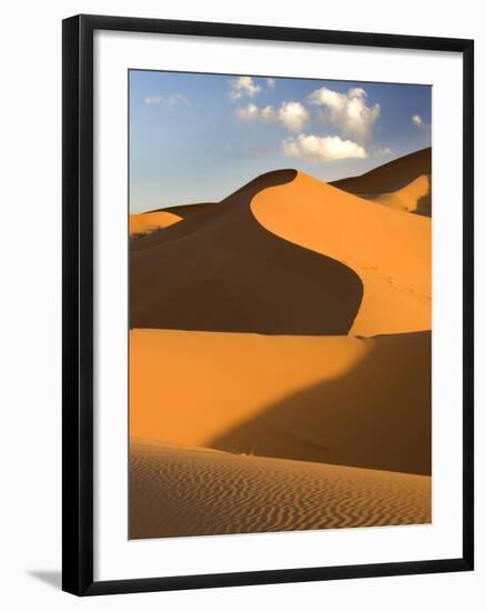 Rolling Orange Sand Dunes and Sand Ripples in the Erg Chebbi Sand Sea Near Merzouga, Morocco-Lee Frost-Framed Photographic Print