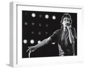 Rolling Stones Lead Singer Mick Jagger Performing at the Live Aid Concert-null-Framed Premium Photographic Print