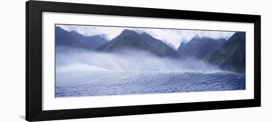 Rolling Waves and Mountains, Tahiti, French Polynesia-null-Framed Photographic Print