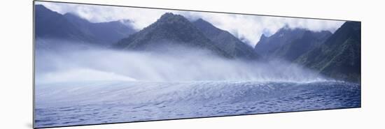 Rolling Waves and Mountains, Tahiti, French Polynesia-null-Mounted Photographic Print