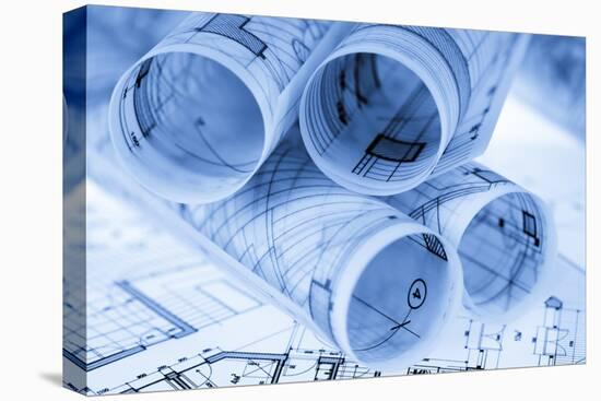 Rolls of Architecture Blueprints and House Plans--Vladimir--Stretched Canvas