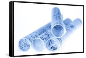 Rolls of Architecture Blueprints and House Plans--Vladimir--Framed Stretched Canvas