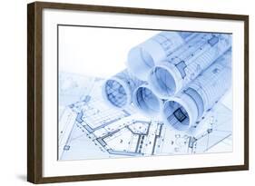 Rolls of Architecture Blueprints and House Plans--Vladimir--Framed Photographic Print