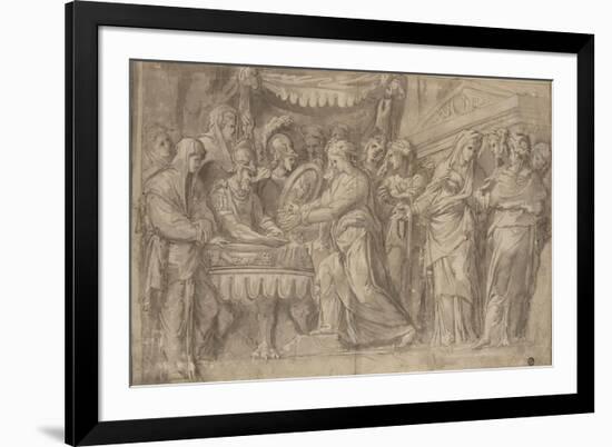 Romains déposant des bijoux selon le voeu de Camille après la prise de Véies-Taddeo Zuccaro-Framed Giclee Print