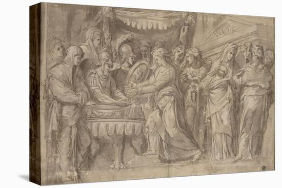 Romains déposant des bijoux selon le voeu de Camille après la prise de Véies-Taddeo Zuccaro-Stretched Canvas