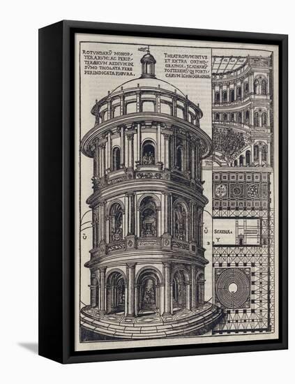 Roman Amphi-Theatre from 'De Architectura'. Reprinted and Translated by Como-null-Framed Stretched Canvas