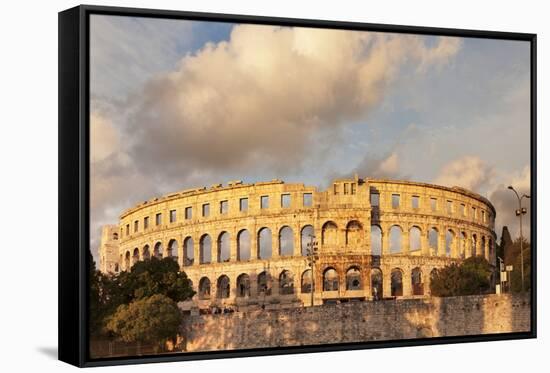 Roman Amphitheatre at Sunset, Pula, Istria, Croatia, Europe-Markus Lange-Framed Stretched Canvas