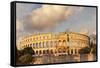 Roman Amphitheatre at Sunset, Pula, Istria, Croatia, Europe-Markus Lange-Framed Stretched Canvas