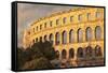 Roman Amphitheatre at Sunset, Pula, Istria, Croatia, Europe-Markus Lange-Framed Stretched Canvas