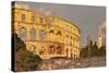 Roman Amphitheatre at Sunset, Pula, Istria, Croatia, Europe-Markus Lange-Stretched Canvas