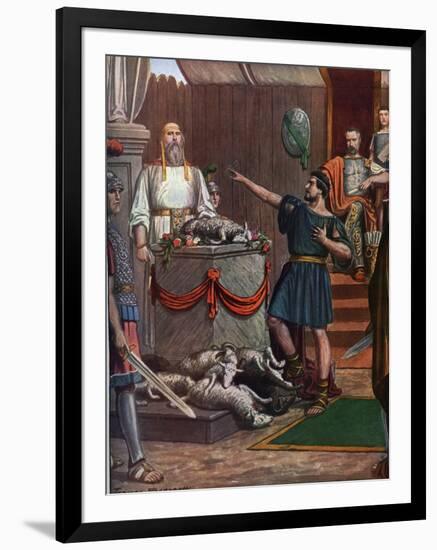 Roman Antiquite, Third Samnite War: Samnite Ceremony and Sacrifice in Tribute to the Deities Before-Tancredi Scarpelli-Framed Giclee Print